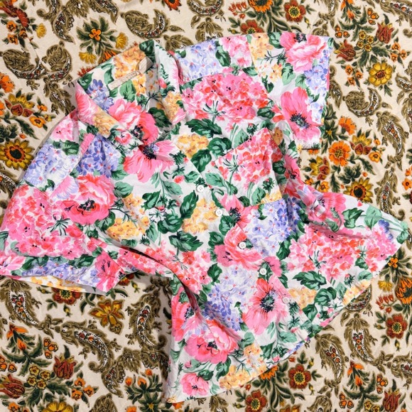 Marshall Field'S Tops - Marshall Field's VTG Floral Button Down Shirt 100% Cotton Short Sleeve Pink - S